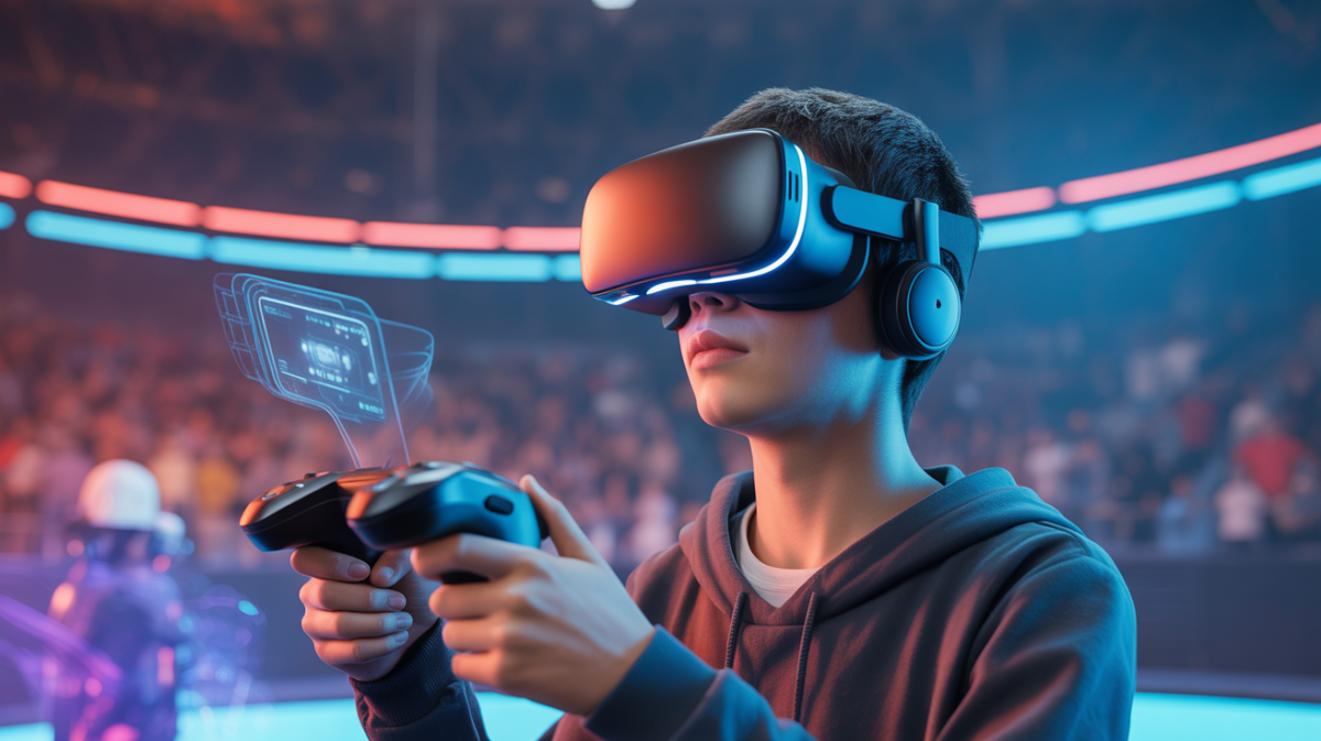 Illustration of the technological evolution and cultural impact of the gaming industry.
